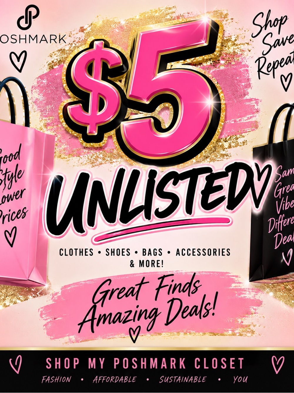 Unlisted Pink & Black $5 Promotional Poster - Women Tops